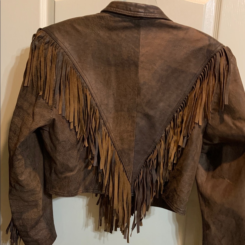 Winlit Suede Fringe Jacket - Brown - Picture 6 of 8